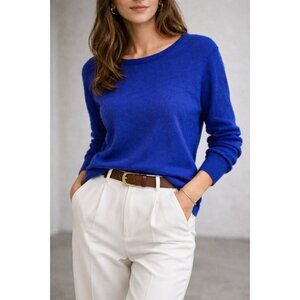 Charter Club Luxury 100% Cashmere Sweater Women's Petite M Blue Long Sleeve NWT